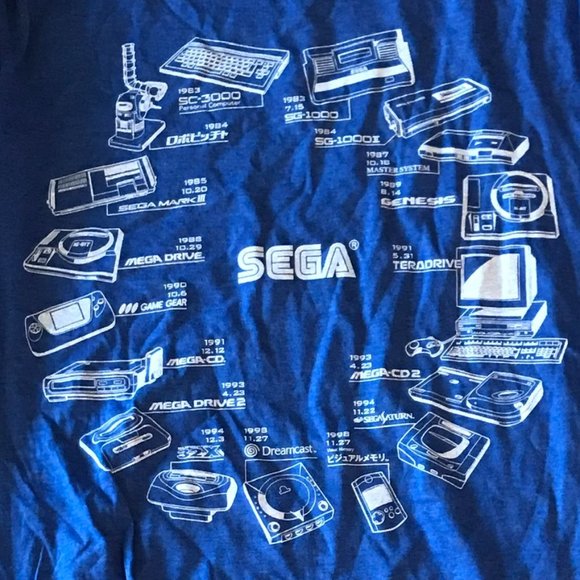 E3 2019 Sega T-Shirt history vintage console blue - Picture 1 of 1